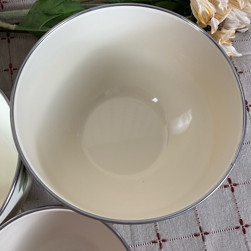 Pfaltzgraff Garden Party Enamel & Metal Mixing Bowls Set of 3 Garden Impressions - Picture 6 of 9